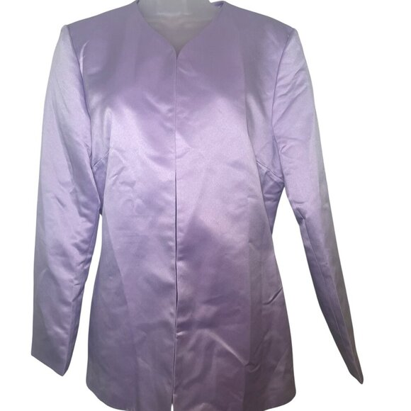 Miscreants London Lavender Satin Blazer UK 12 US 8 Pink Lining Hook Eye Closure - Picture 4 of 5